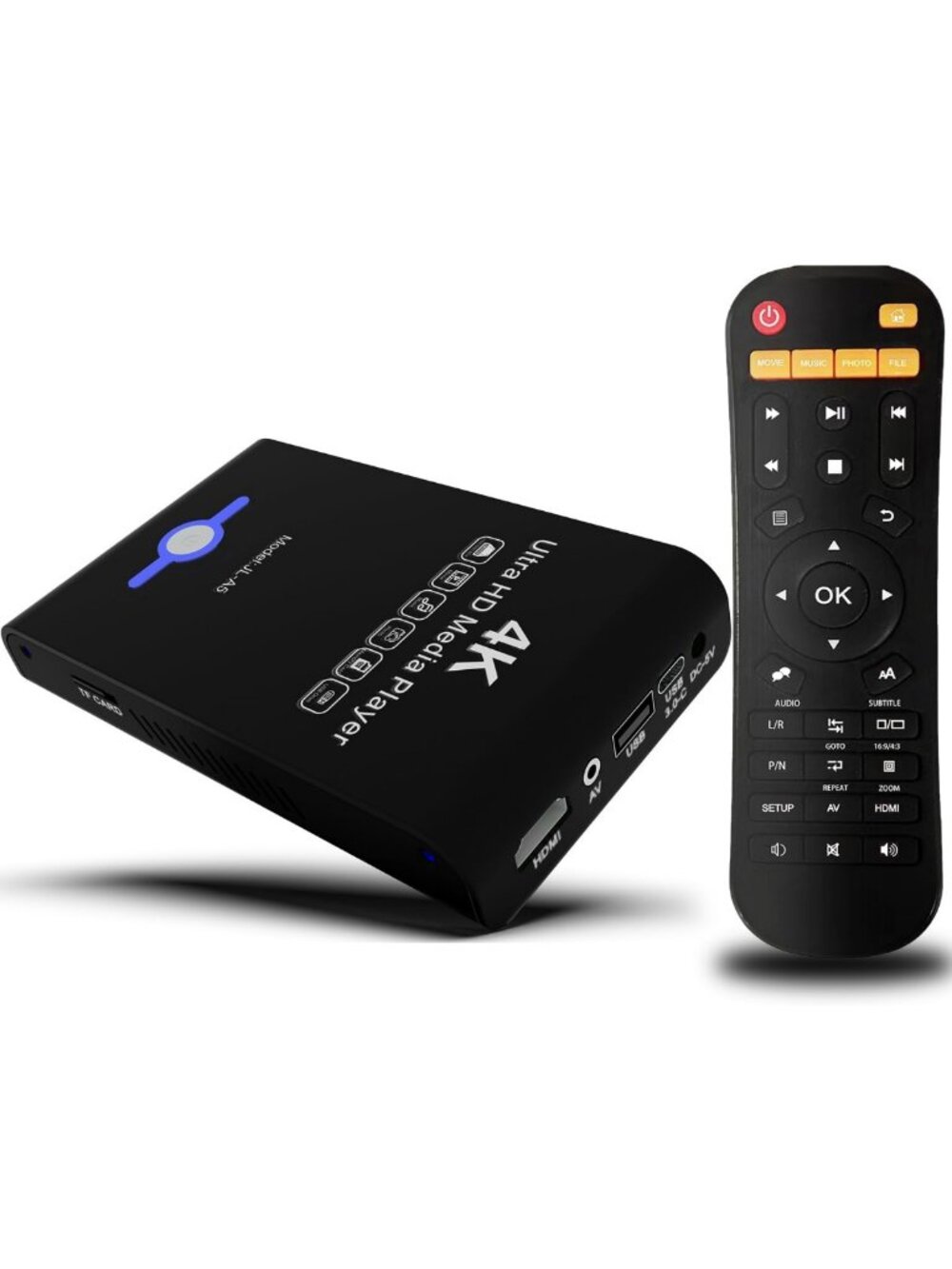 4K Ultra HD Media Player & HDD Enclosure, Plays MP4 MKV, Supports USB/SD Card